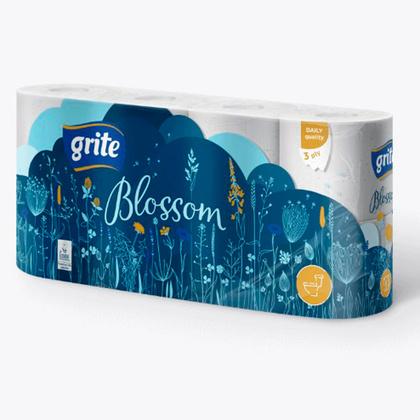 Туалетная бумага Grite Blossom 3-х слойная, 8 рул - фото