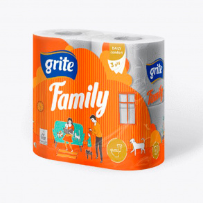 Туалетная бумага Grite Family 3-х слойная, 4 рул - фото