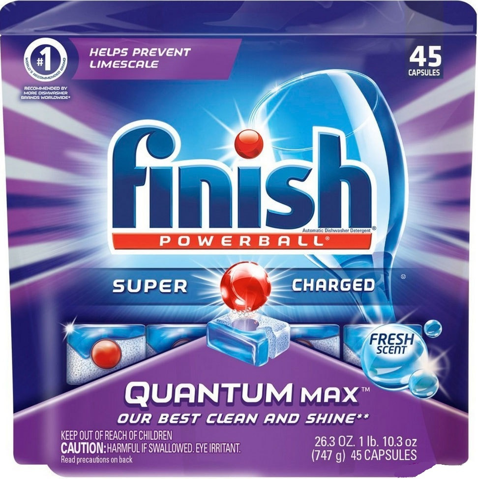 Таблетки для посудомоечной машины Finish quantum max, 45 шт - фото